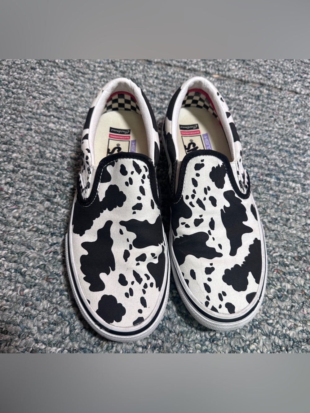 Vans Unisex Slip-On Sneakers in Black and White Cow Print - Picture 3 of 11